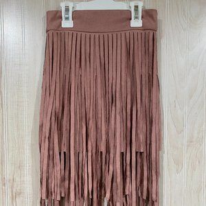 Pink Peyton Bre Faux Suede Fringe Skirt